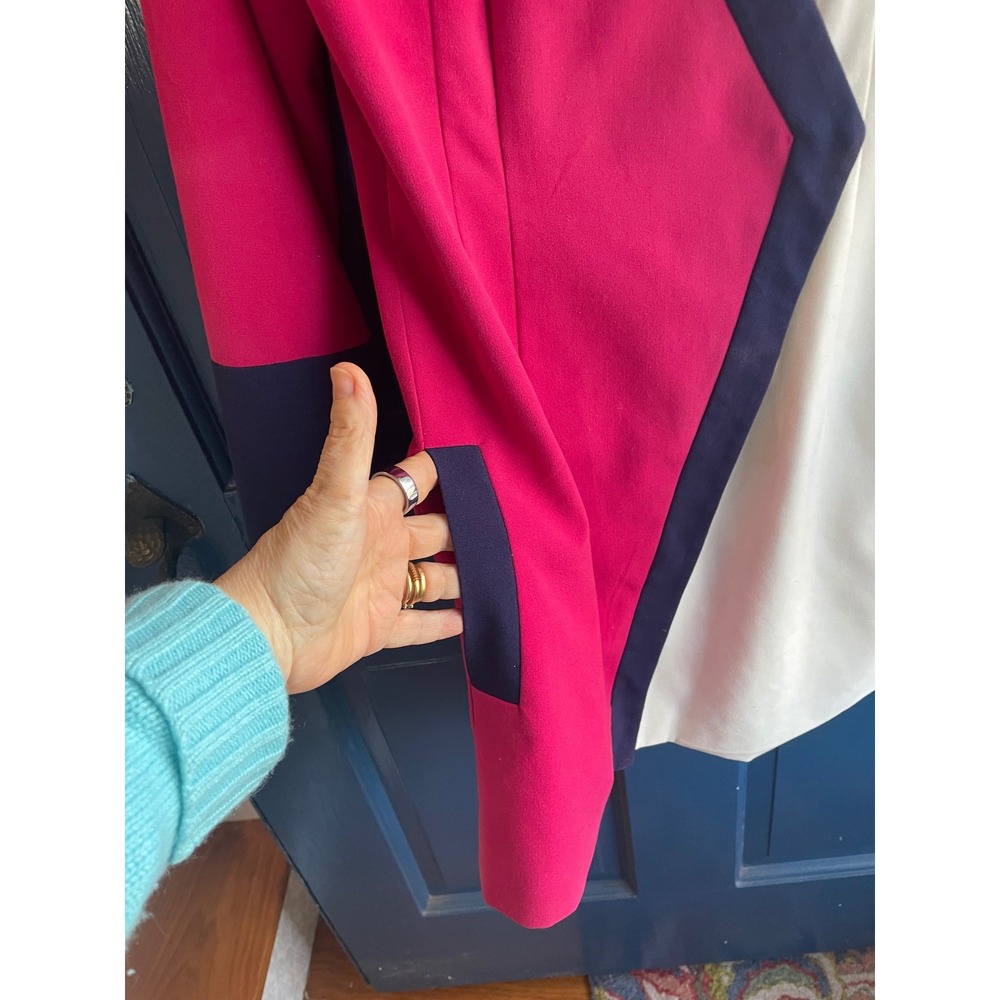 VENUS Blazer Dress Wrap Style Colorblock Bold Pink‎ Cream Navy Size 10 EUC - Picture 4 of 7
